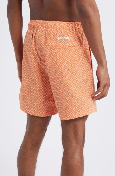 Fair Harbor The Bayberry Swim Trunks In Tangerine Summer Tiles