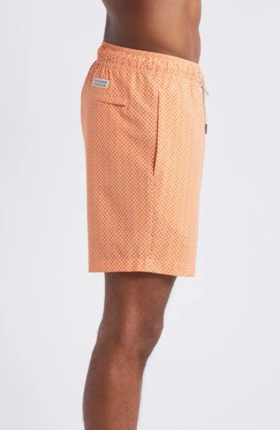 Fair Harbor The Bayberry Swim Trunks In Tangerine Summer Tiles
