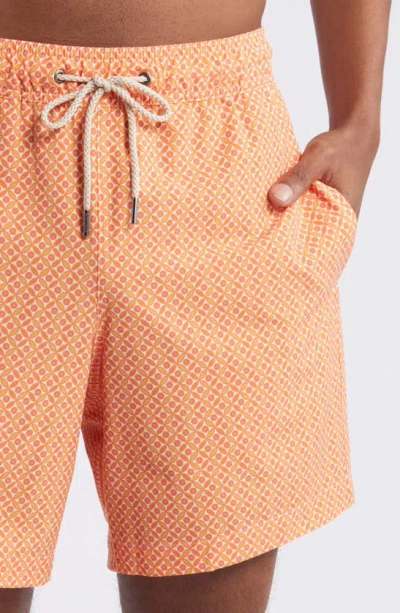 Fair Harbor The Bayberry Swim Trunks In Tangerine Summer Tiles