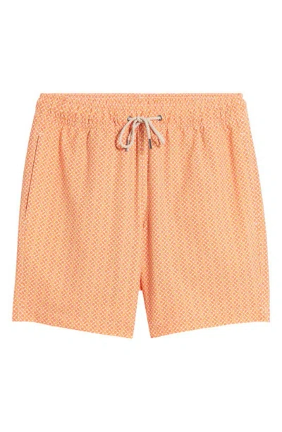 Fair Harbor The Bayberry Swim Trunks In Tangerine Summer Tiles