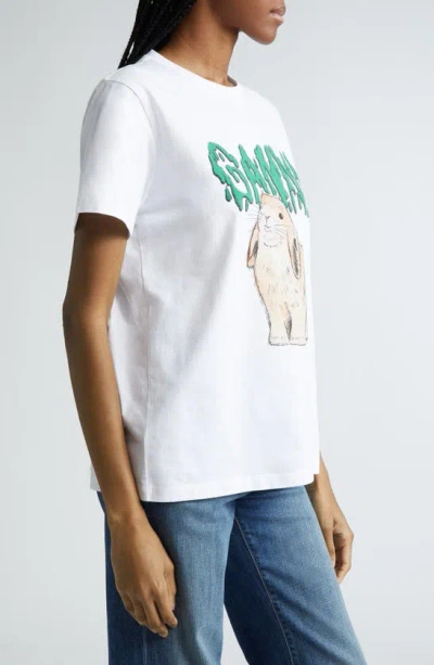 Shop Ganni Bunny Logo Graphic T-shirt In Bright White