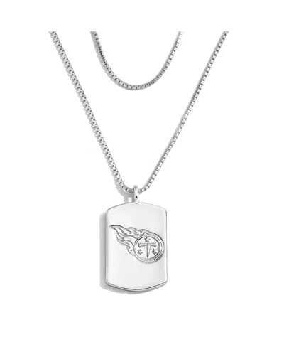 Shop Wear By Erin Andrews Women's  X Baublebar Tennessee Titans Silver Dog Tag Necklace In Silver-tone