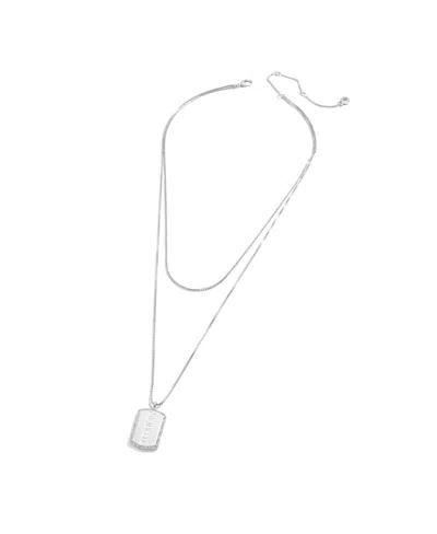 Wear By Erin Andrews X Baublebar Tennessee Titans Silver Dog Tag Necklace In Silver-tone