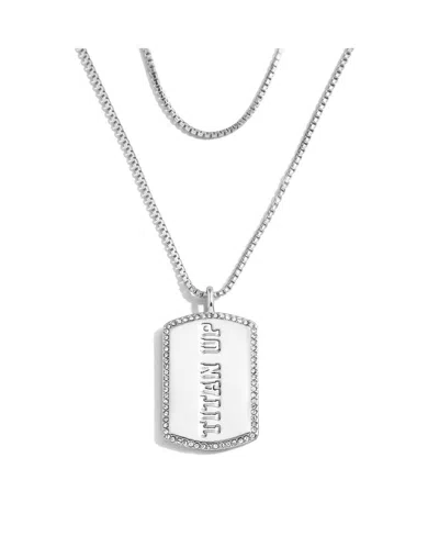 Shop Wear By Erin Andrews Women's  X Baublebar Tennessee Titans Silver Dog Tag Necklace In Silver-tone