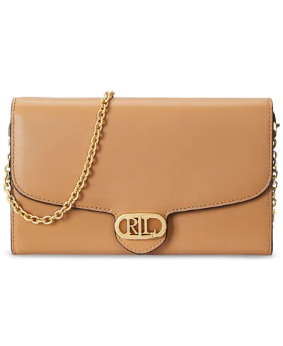 Shop Lauren Ralph Lauren Leather Medium Adair Wallet Crossbody In Buff