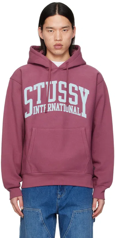 Shop Stussy Pink 'international' Hoodie In Berr Berry