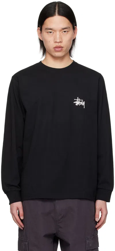 Shop Stussy Black Basic Long Sleeve T-shirt In Blac Black