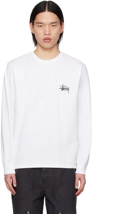 Shop Stussy White Basic Long Sleeve T-shirt In Whit White
