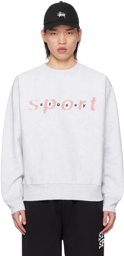 Shop Stussy Gray Dot Sport Sweatshirt In Ashh Ash Heather