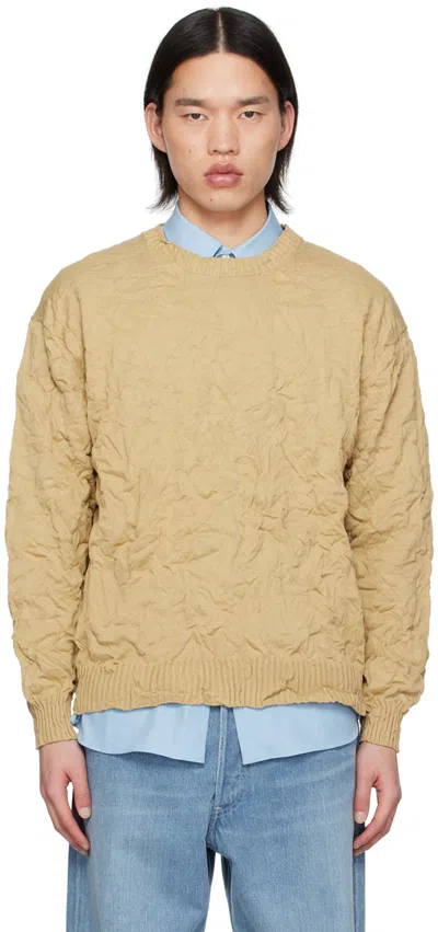 Shop Auralee Beige Crewneck Sweater
