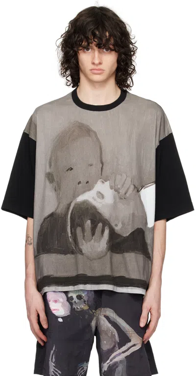 Shop Undercover Black & Gray Uc1d4807-1 T-shirt