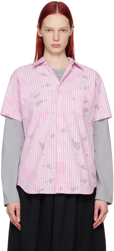 Shop Comme Des Garçons Shirt Pink Gingham Shirt In 1 Pink Check