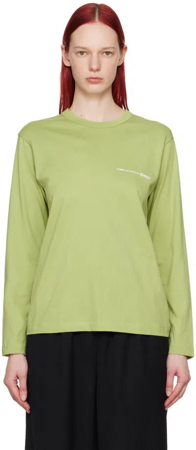 Shop Comme Des Garçons Shirt Khaki Printed Long Sleeve T-shirt In 2 Khaki
