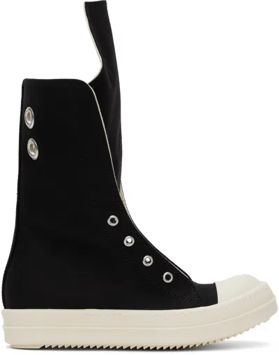 Shop Rick Owens Drkshdw Black Boot Sneaks Sneakers In 911 Black/milk/milk