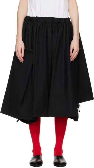 Shop Comme Des Garçons Black Drawstring Pouch Midi Skirt In 1 Black