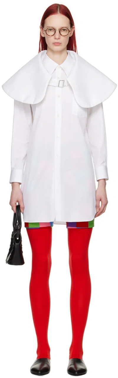 Shop Comme Des Garçons White Collar Midi Dress In 1 White