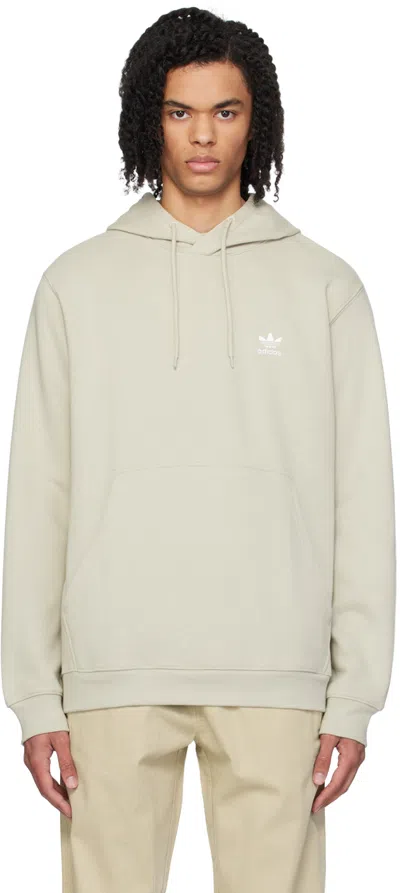 Shop Adidas Originals Beige Embroidered Hoodie In Putty Grey