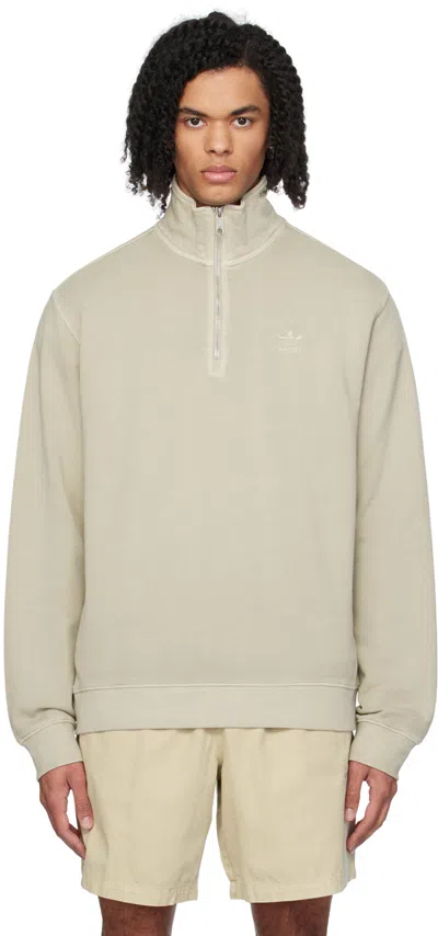 Shop Adidas Originals Beige Half-zip Sweatshirt In Putty Grey