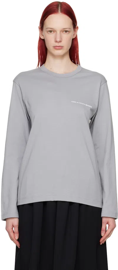 Shop Comme Des Garçons Shirt Gray Printed Long Sleeve T-shirt In 1 Grey