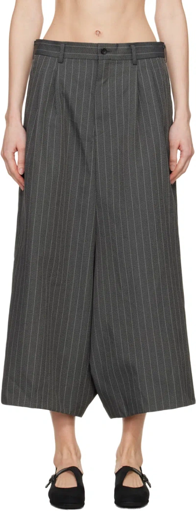 Shop Comme Des Garçons Comme Des Garçons Gray Pinstripe Trousers In 2 Grey