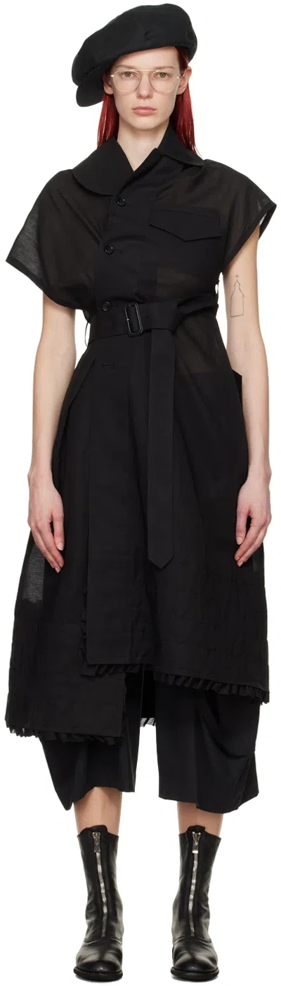 Shop Tao Comme Des Garçons Black Belted Coat In 1 Black