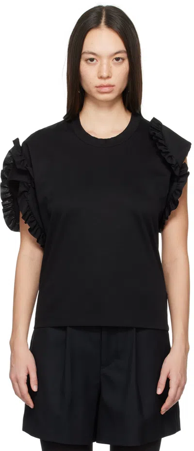 Shop Noir Kei Ninomiya Black Ruffled T-shirt In 1 Black
