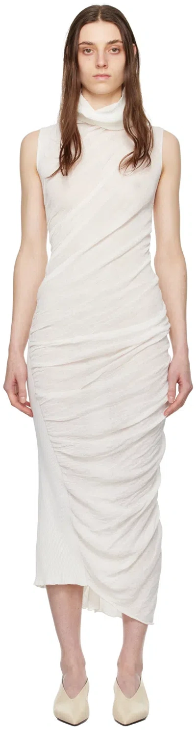 Shop Issey Miyake Off-white Twisted Maxi Dress In 02 Off White