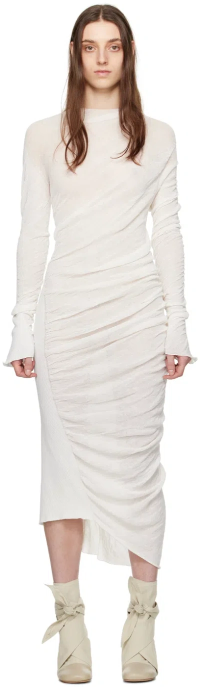 Shop Issey Miyake Off-white Ambiguous Midi Dress In 02-off-white