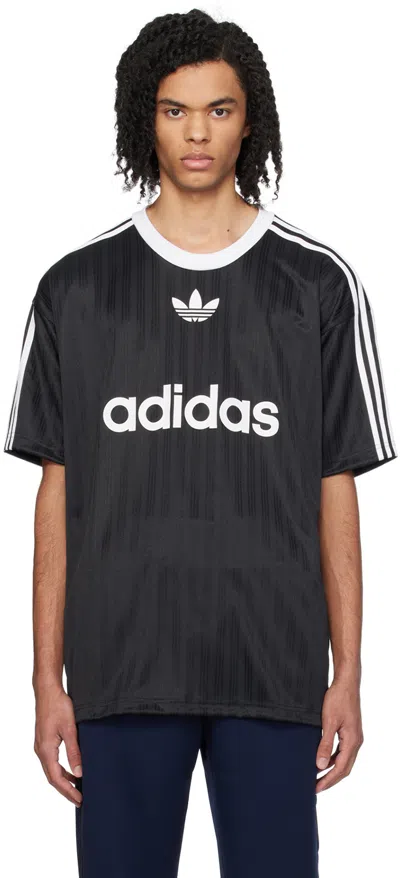 Shop Adidas Originals Black & White Stripe T-shirt In Black / White