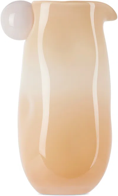 Shop Helle Mardahl Off-white & Orange 'jug Massive With A Twist' Pitcher In Cream & Creamy Melon