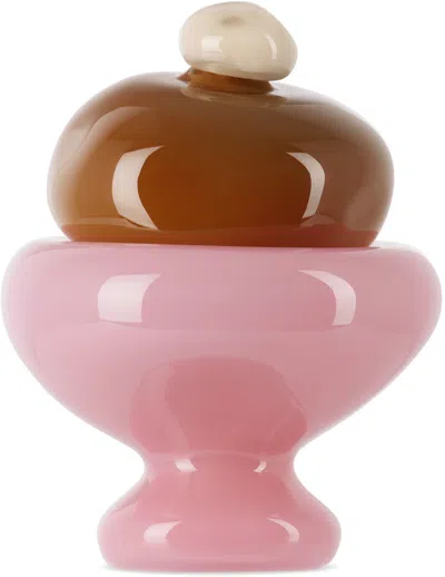 Shop Helle Mardahl Orange & Pink 'the Jar Midi' Dish In Cream, Almond & Pink