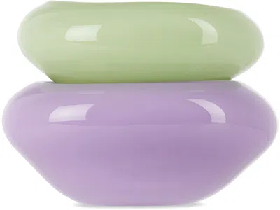 Shop Helle Mardahl Purple & Green 'the Dish Pair' Dish Set In Lavender & Pear