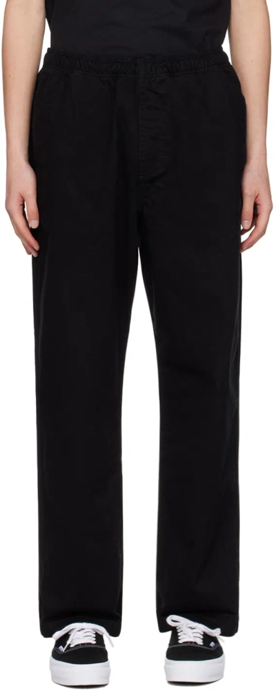 Shop Stussy Black Beach Trousers In Blac Black