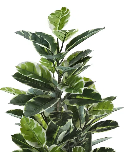 Monarch Specialties 52" Indoor Artificial Floor Rubber Tree With Black Pot In Light Green