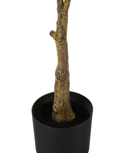 Monarch Specialties 52" Indoor Artificial Floor Rubber Tree With Black Pot In Light Green