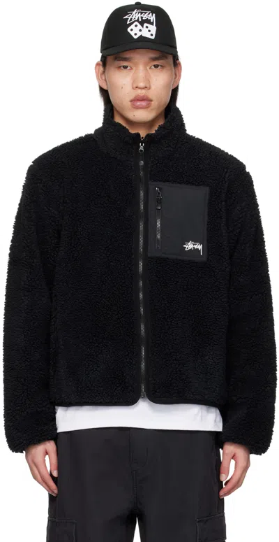 Shop Stussy Black Reversible Jacket In Blac Black