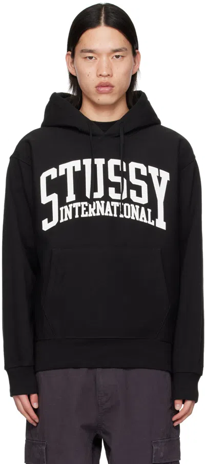 Shop Stussy Black 'international' Hoodie In Blac Black