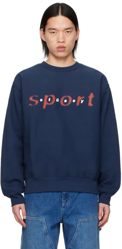 Shop Stussy Navy Dot Sport Sweatshirt In Navy Navy