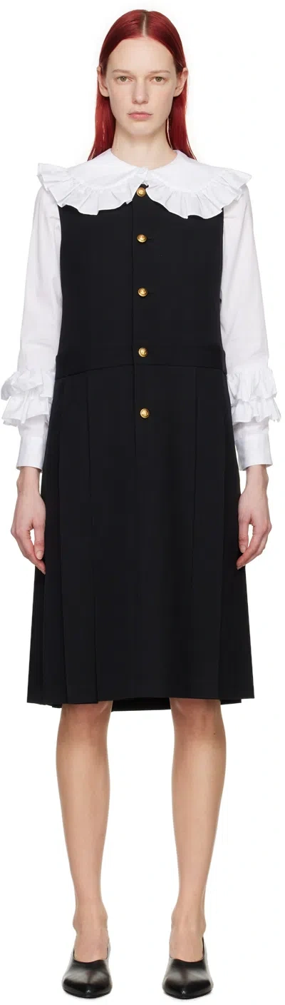 Shop Comme Des Garcons Girl Black Pleated Midi Dress In 1 Black