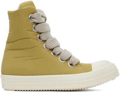 Shop Rick Owens Drkshdw Yellow Jumbo Lace Puffer Sneakers In 42811 Mustard/pearl/