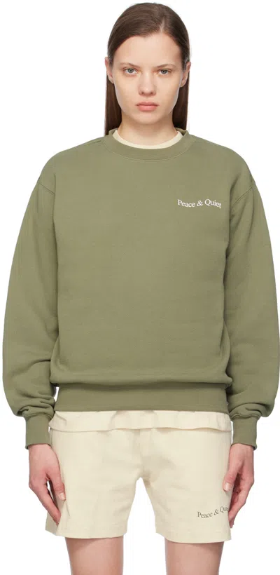 Shop Museum Of Peace And Quiet Khaki Wordmark Sweatshirt In Olive