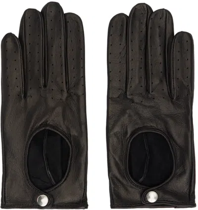 Shop Ernest W Baker Black Driving Gloves In Black Leather