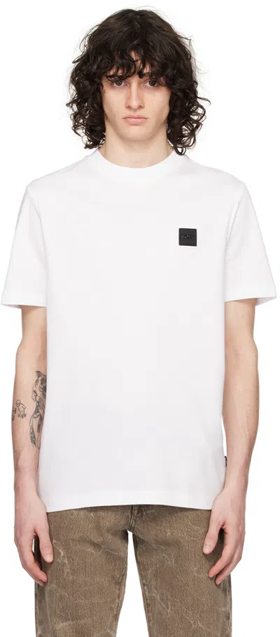 Shop Hugo Boss White Patch T-shirt In 100-white