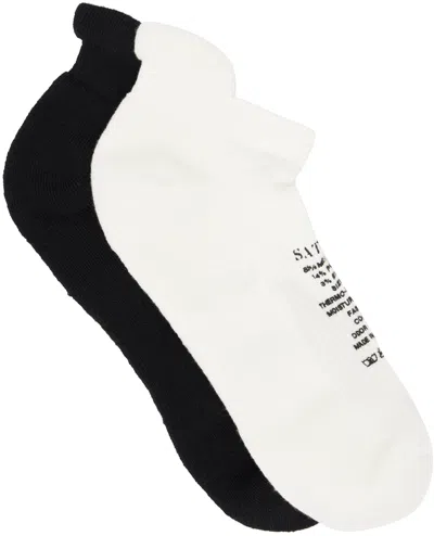 Shop Satisfy Two-pack Black & White Merino Low Socks In White & Black