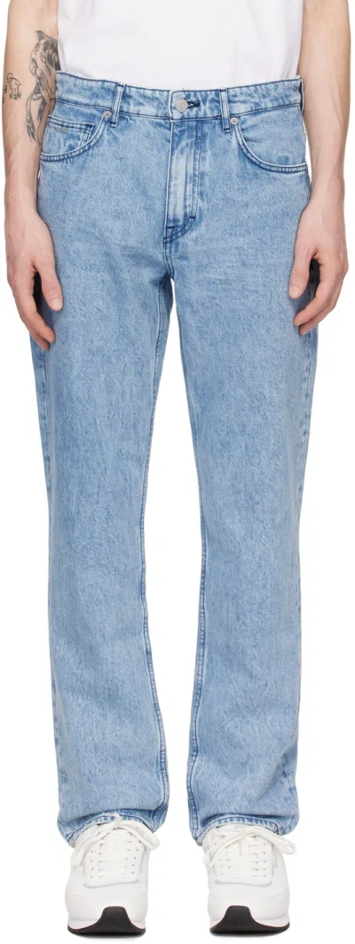 Shop Hugo Boss Blue Relaxed-fit Jeans In 445-turquoise/aqua