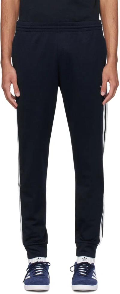Shop Adidas Originals Navy 3-stripe Sweatpants In Night Indigo