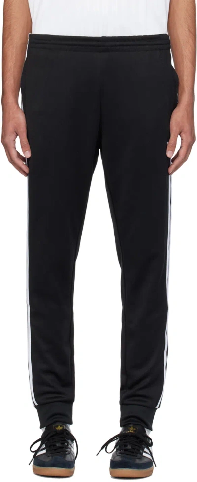Shop Adidas Originals Black 3-stripe Sweatpants In Black / White