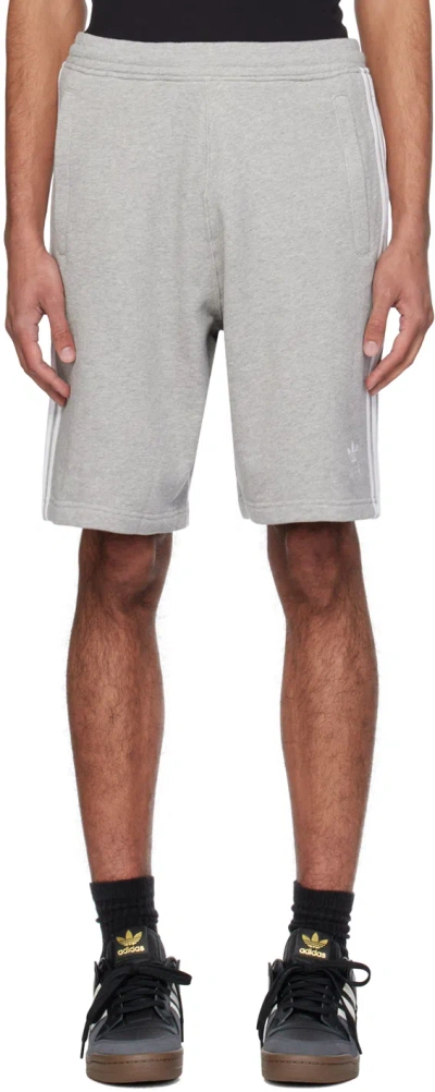 Shop Adidas Originals Gray 3-stripes Shorts In Medium Grey Heather