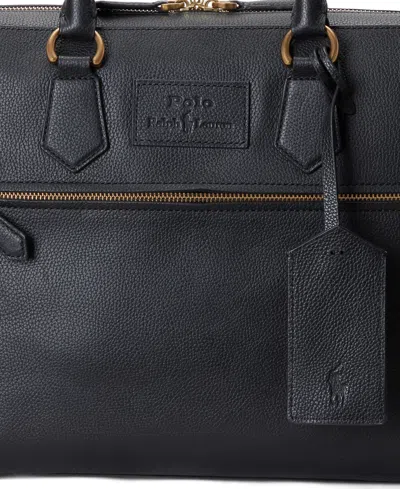 Shop Polo Ralph Lauren Men's Pebbled Leather Commuter Case In Black