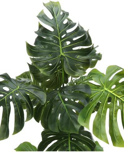 Monarch Specialties 55" Indoor Artificial Floor Monstera Tree With Black Pot In Green